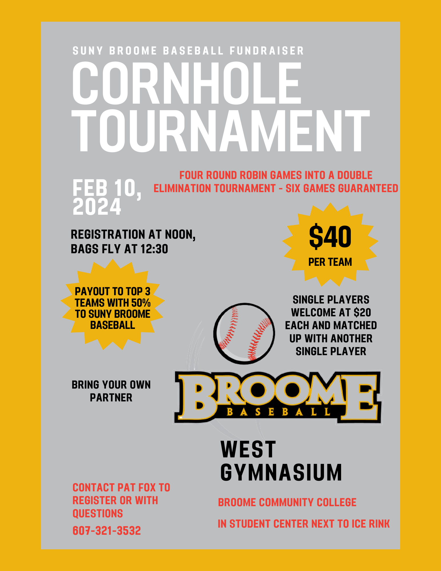 Picture of flyer for cornhole tournament