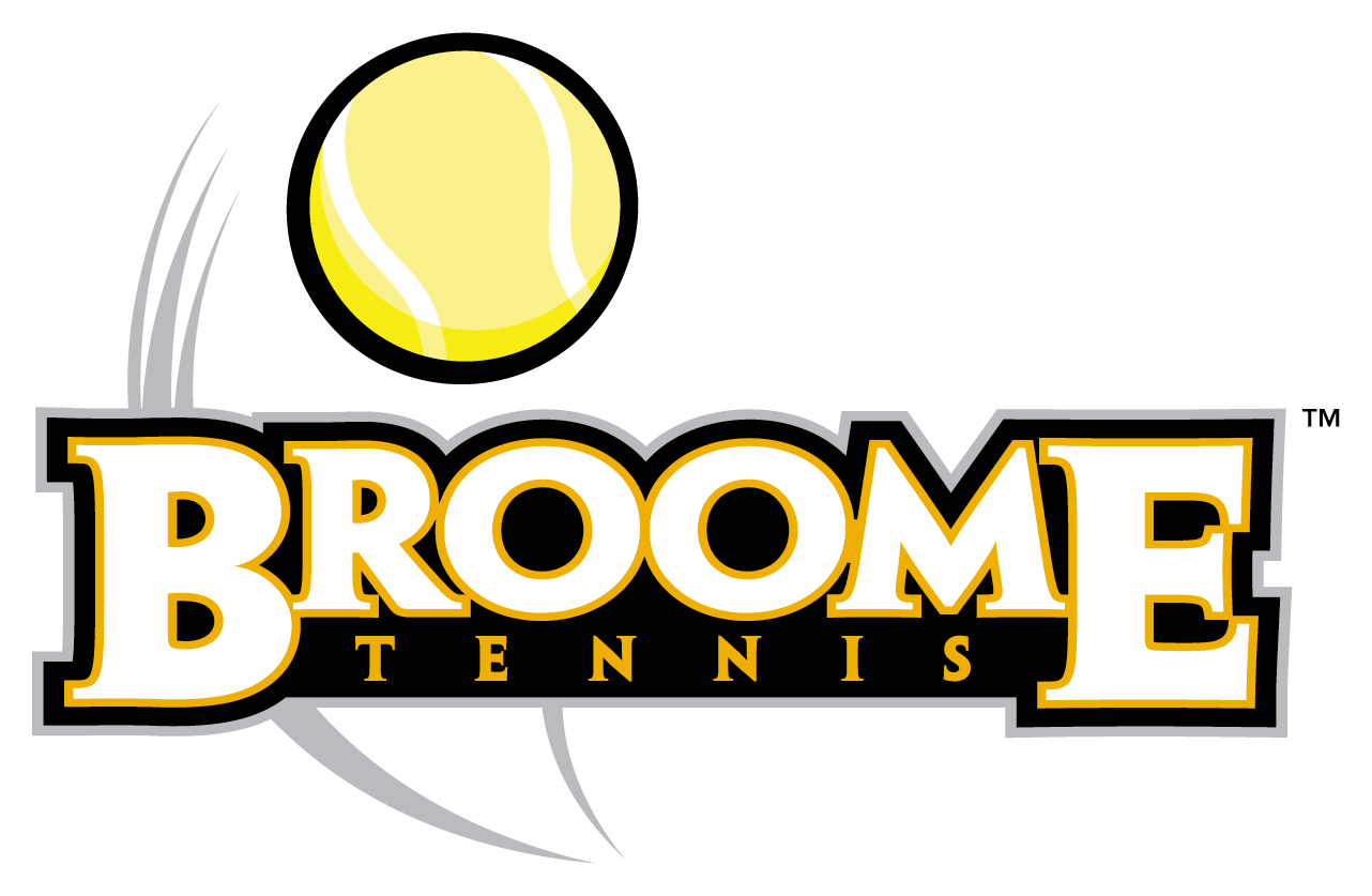 Broome Tennis logo with tennis ball. 