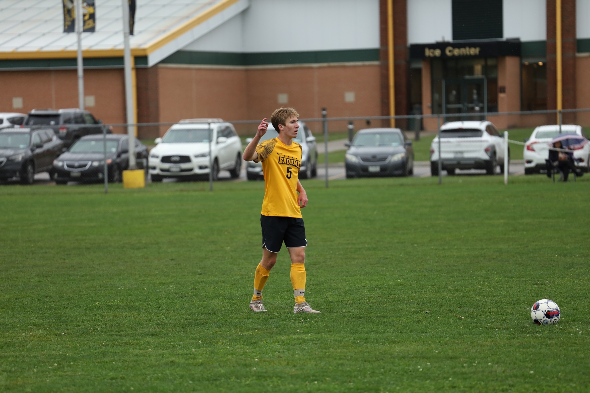 Broome soccer player taking a free kick