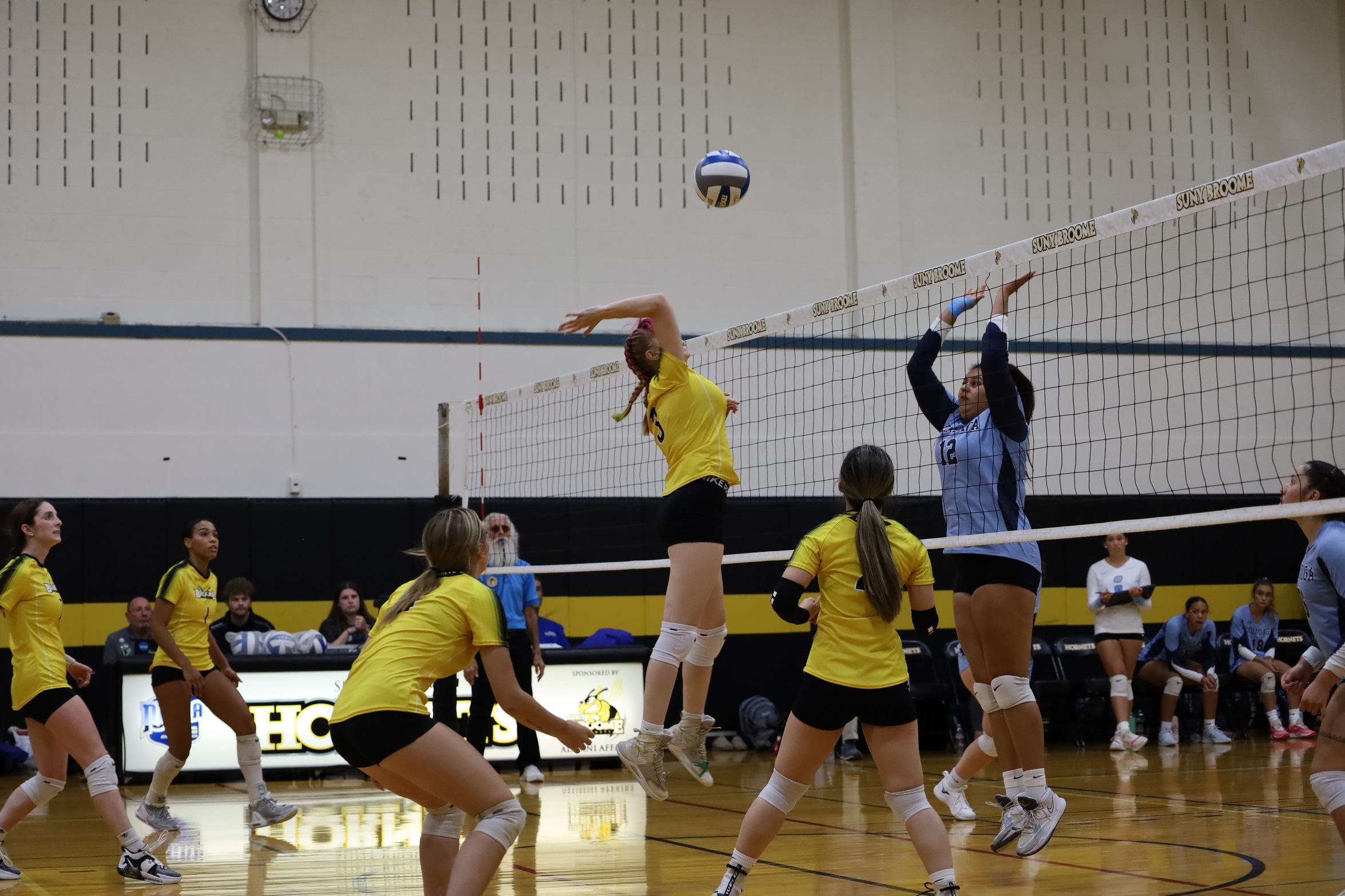 Hornets volleyball player spiking ball